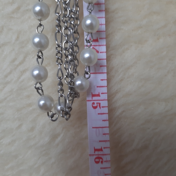 Pearl and silver chain necklace - Picture 5 of 6